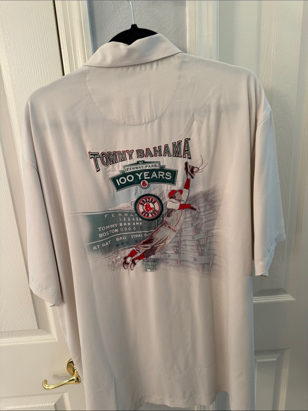 Tommy Bahama Men’s Cream Fenway Park 100 Years Short-Sleeve Shirt